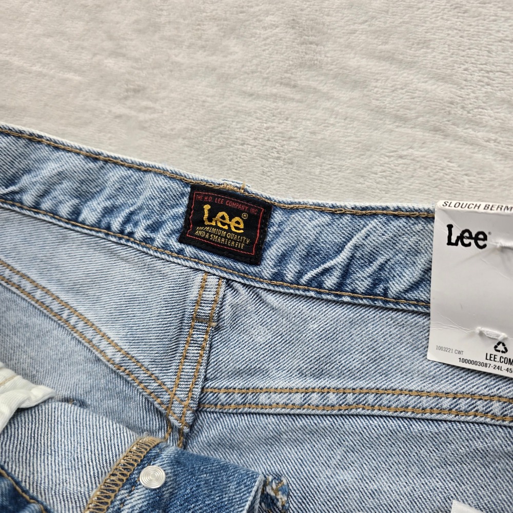 Lee Denim Shorts Mens 30 Light Wash Jean Cotton Slouch Bermuda Raw Hem NEW - Picture 6 of 9